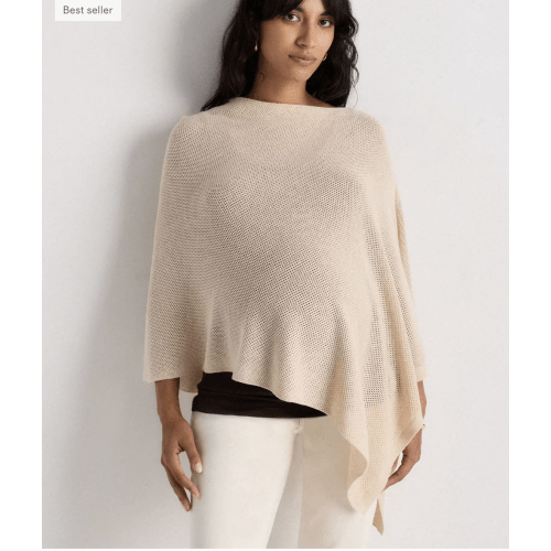 Lightweight Cotton Cashmere Nursing Shawl in Heather Oatmeal