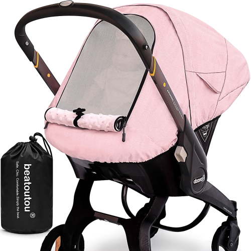 Waterproof Baby Car Seat Cover Compatible with Doona Car Seat and Stroller,Patented Windproof Car Seat Canopy for Girls, Keeps Babies Warm and Cozy(Pink)