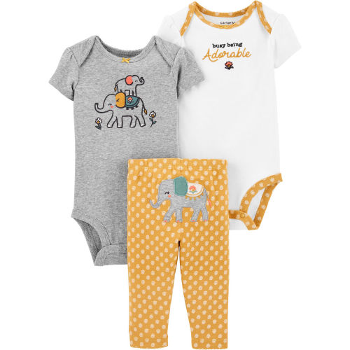 3-Piece Elephant Little Character Set - Heather/White/Yellow - NB