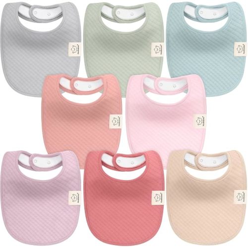 KeaBabies 8-Pack Baby Bibs - Muted Pastel/Quin