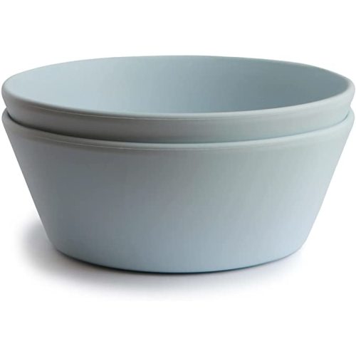 mushie Round Dinnerware Bowls for Kids | Made in Denmark, Set of 2 (Powder Blue) - (Powder Blue) Round Bowl