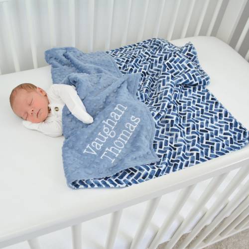 Baby Boy Personalized Minky Blanket - Custom Baby Shower Gift - Monogrammed Newborn Gift - Navy Herringbone Minky Blanket - Name Blanket