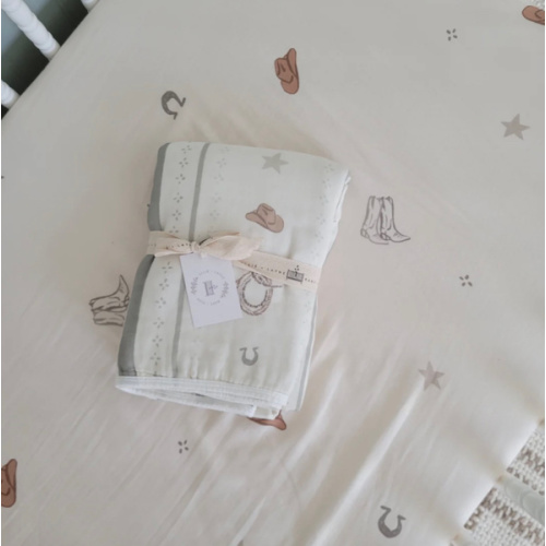 Vintage Country-Cowboy Blanket and Crib Sheet SET