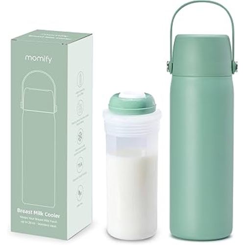 36-Hour Portable Breastmilk Storage Bottle, 20oz Vacuum Insulated Stainless Steel Breast Milk Cooler Bottle, TSA Approved Breast Milk Chiller for New Moms, Outdoor, Travel, Office​ - Green