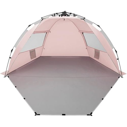 X-Large 4-Person UV Beach Tent with 6 Sand Pockets, Orange