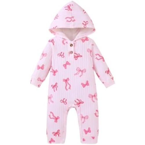 Mioglrie Newborn Baby Girl Clothes 0 3 6 9 12 18 month Fall Winter Infant Outfits Cute Romper Hooded Jumpsuit for Girls