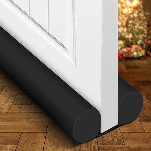 Holikme Door Draft Stopper Weather Stripping Window Breeze Blocker Adjustable Door Sweeps 38inch, Black
