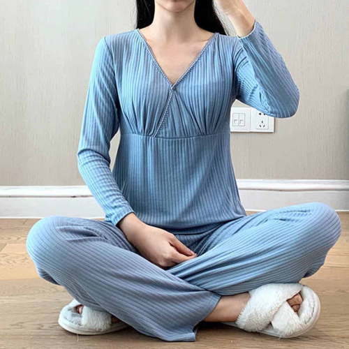 breaise Womens Maternity Pajamas Sets 2 Piece Outfits Long Sleeve Breastfeeding Tops and Lounge Pant Set Cozy Mama Clothes