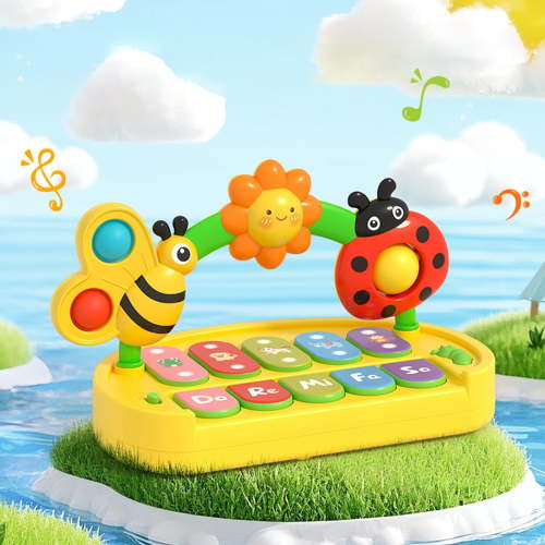 KOYPTL Musical Piano Baby Toys 0-18 Months, Light Up Keyboard Sensory Toys, 4 Music Modes, Detachable & Portable, 6 7 8 9 10 Month Old Baby Toys, Gift for 1 Year Old Girl Boy