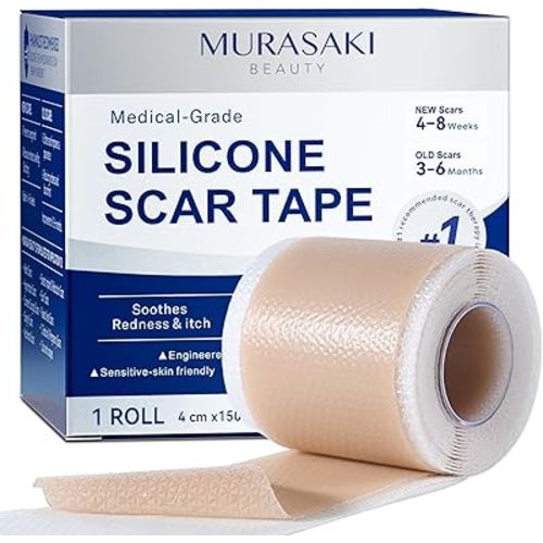 Silicone Scar Sheets for Surgical Scars, 1.6″ x 60″ Roll, Medical Grade Silicone Scar Tape for C-Section, Keloid & Hypertrophic Scars, Reusable Scar Strip, 1 Pack