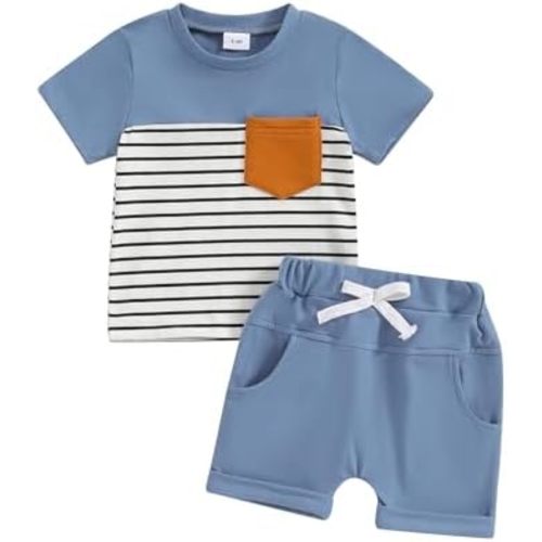 Toddler Baby Boy Summer Outfit Short Sleeve T Shirt Top Casual Shorts Set Infant Newborn Clothes 6 12 18 24 Month 2T