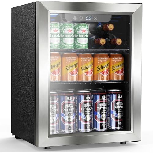 Electactic Mini Fridge 68 Can Beverage Refrigerator Cooler, 1.7 Cu.Ft Drink Fridge forSoda Wine Beer, Digital Temperature Control Cooler for Home, Dorm, Bar