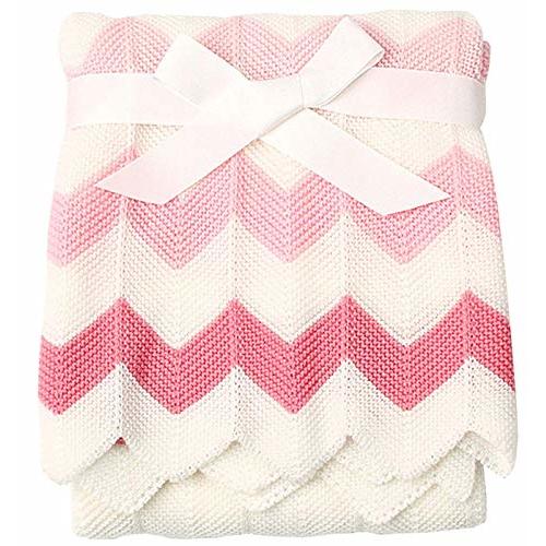 Cozyholy Baby Blanket Knit Baby Girl Blanket Soft Cute Chevron Newborn Receiving Blankets Knitted Toddler Nursery Crib Throw Blanket Swaddle Blanket for Girls, 40x30 inch