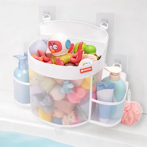 4.5 Gallons Bath Toy Storage with 2 Side Pockets, Quick-Dry Mesh Organizer | Large-Opening Bath Toy Holder with Bottom Zipper for Easy Access, Space-Saving Organizer for Kids Bathtubs