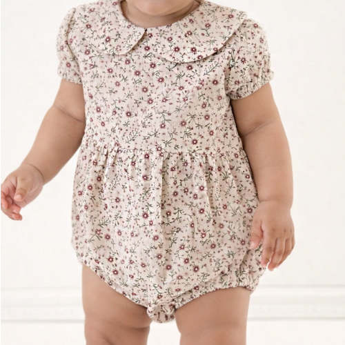 Allie Floral Romper with Bow – Olive and Cradle