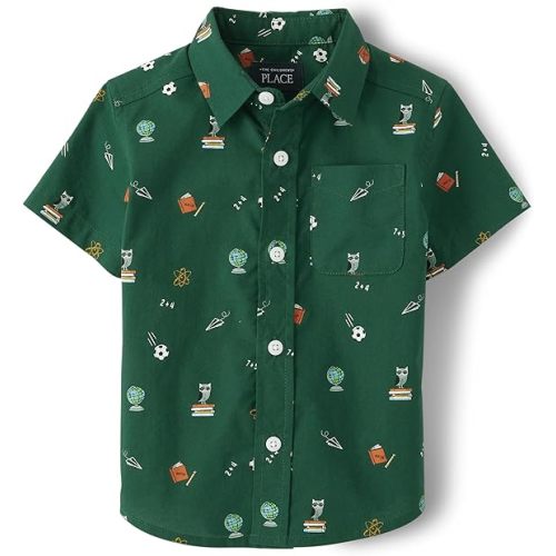 The Children's Place Baby Boys' and Toddler Boys Poplin Short Sleeve Button Down Shirt