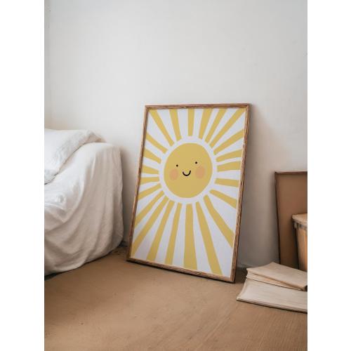 Watercolor Sun Nursery Print: Happy Sunshine Wall Art