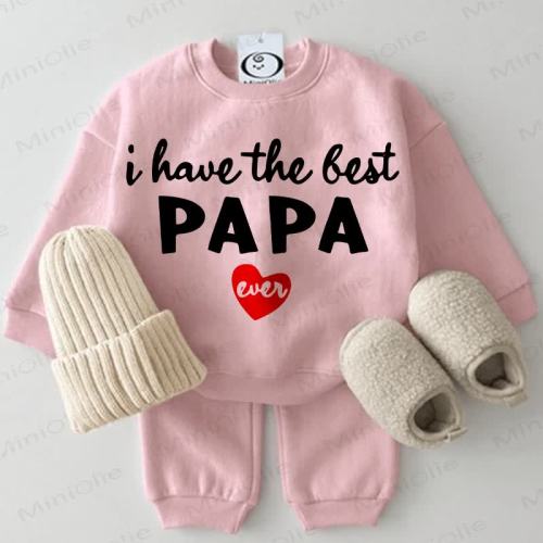 I HAVE THE BEST PAPA EVER Baby Sweatshirt 2-piece Pink Set