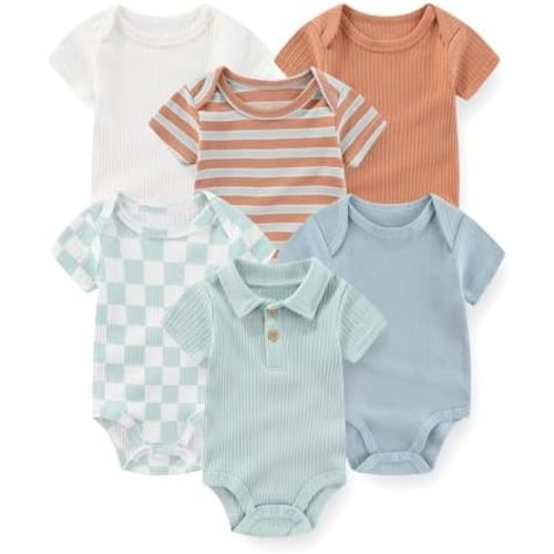 JELYLOVE 6 Pack Short Sleeve Baby Boy Girl Bodysuits New born Clothing