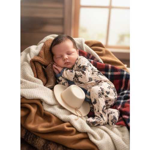 Western Boys  Zip up Sleepers Bucking Bronco Rodeo Cowboy Pajamas Hospital Baby Boy Outfit Babies First Outfit Baby Shower Gift