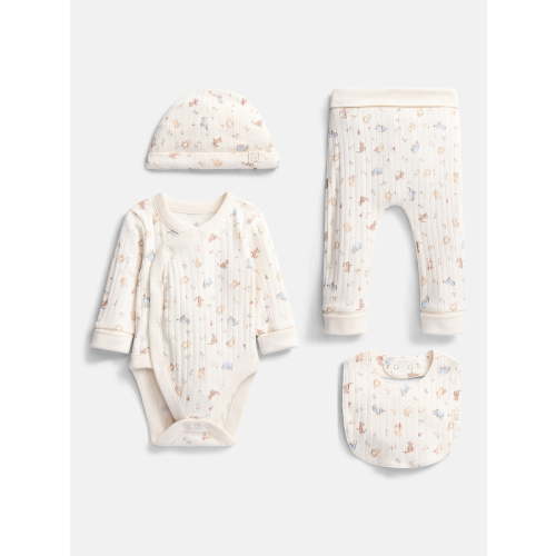 Disney Winnie the Pooh Unisex Baby Allover Print Take Me Home Layette Outfit Set, 4-Piece, Sizes Preemie-6/9M