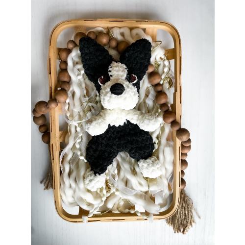 Boston Terrier CUSTOM lovey,  crochet dog, cute puppy gift, Boston terrier baby gifts, newborn gift, rainbow bridge gift, baby shower gift