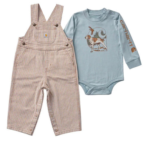 Boys' 2-Piece Long Sleeve Bodysuit & Stripe Overall Set (Baby) | Carhartt