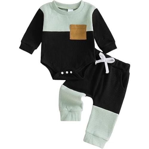 Baby Boy Clothes 3 6 12 18 Months Fall Winter Outfit Daddy's Mini Embroidery Waffle Long Sleeve Romper Pants Set