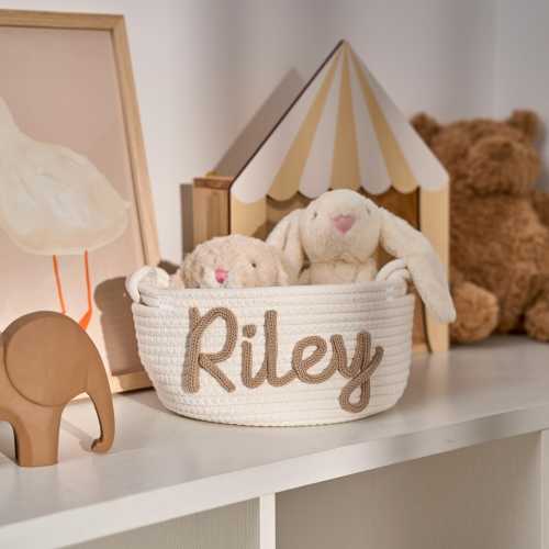 Personalized Baby Basket | Rope Cotton Baby Gift Basket | Baby Gift Basket| Newborn Gift | Baby Shower Gift | Toy Organizer | Christmas Gift
