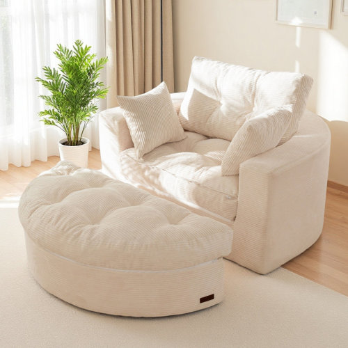Latitude Run® 49''Round Corduroy Sofa Bed With Deep Seat, Upholstered Chaise Lounge Chair Indoor & Reviews | Wayfair