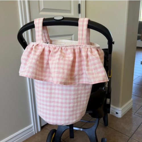 CUSTOM Message before ordering Ruffle Stoller Caddy Bag/ Removable Stroller Caddy/ Stroller Organizer Bag/Round Ruffle Stroller Bag