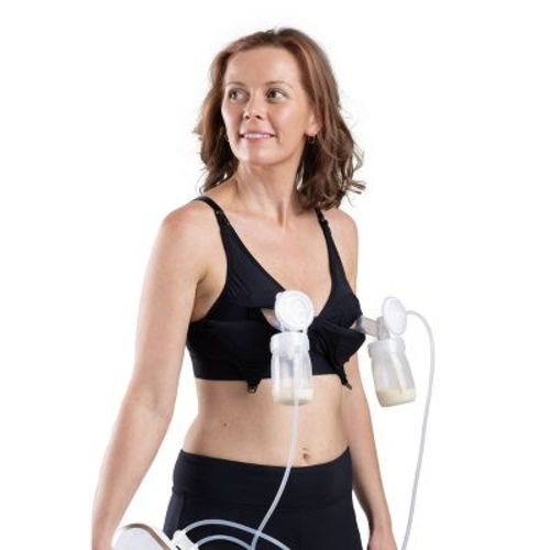 Simple Wishes Women's All-in-One SuperMom Nursing and Pumping Bralette - Black M