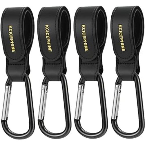 4Pack Universal Baby Stroller Hooks Clips for Hanging Bags and Shopping,Convenient Stroller Straps Accessories Perfect for Uppababy, Babyzen Yoyo, Britax, Bugaboo, Bob, Buggy, Shopping Cart(Black)