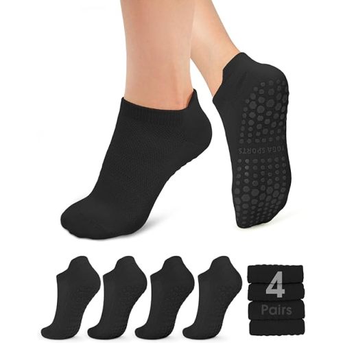 YeuG 4/6 Pairs Pilates Socks for Women - Non Slip Grip Socks for Yoga, Barre, Hospital, Barefoot