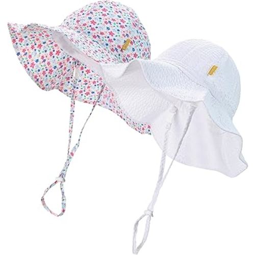 Baby Girls Sun Hat Cute Flower Toddler Summer Outdoor Infant Beach Wide Brim Flowers and tie dye
