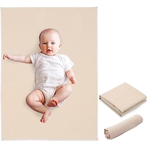 Vegan Leather Baby Changing Mat - Wipeable Portable Changing Pad, Foldable Travel Changing Mat for Baby, Newborns Toddlers Shower Gifts (Apricot,20"*28")