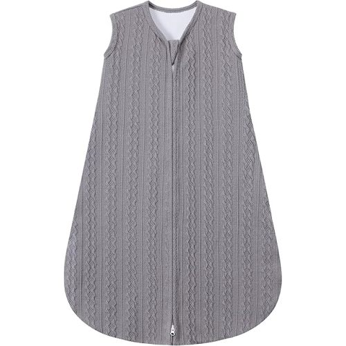Baby Sleep Sack 6-12 Months, Baby Wearable Blanket 100% Acrylic knit 2-Way Zipper Toddler Sleeping Sack TOG 0.5 (Grey)