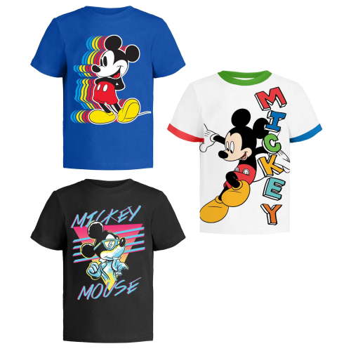 Disney Mickey Mouse Shirt for Kids (Boys Clothes) Fantasia Tshirt 2T Toddler Bl/Wh/Bk SS