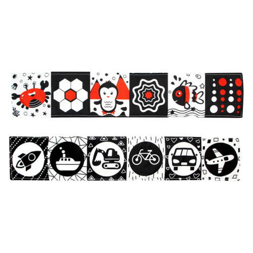 High Contrast Baby Book, Soft Crib Cloth Book, Visual Stimulation Tummy Time Toy, Montessori Sensory Toy for Newborns 0-12 Months C