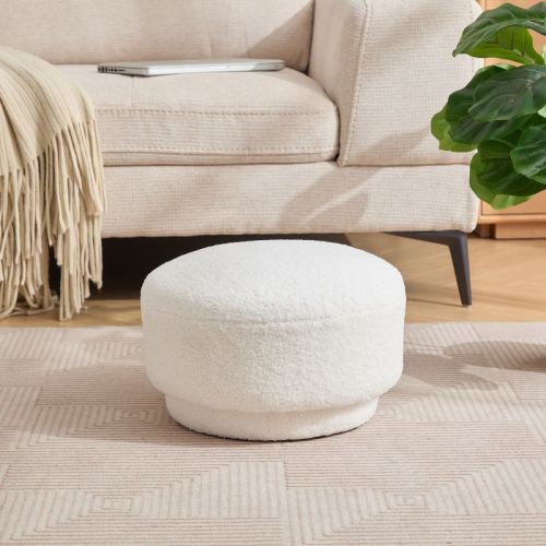 SEYNAR Modern Teddy Upholstered Mushroom Shape Ottoman