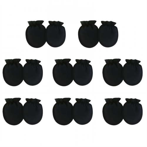 TELOLY 8 Pairs Baby Mittens,Cotton Mittens for Newborn Baby Girls,Newborn Mittens No Scratch,Black