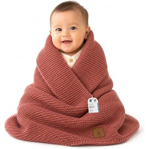 Little Dedi Soft Knit Baby Blanket 30x40 in, Dusky Pink – Oeko-Tex Certified, Breathable Swaddle & Receiving Blanket for Newborns, Crib & Stroller, Machine Washable