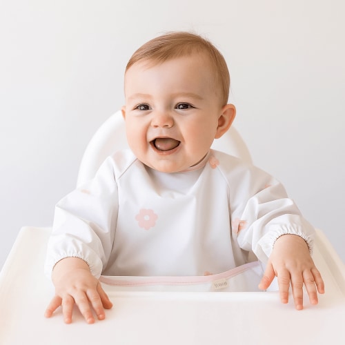 Baby & Toddler Smock Bib - Pink Flowers