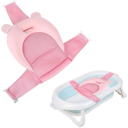 Baby Bath Seat Support Net Soft Infant Bathing Seat Support Mat Suspension Shower Pad Adjustable Non-Slip Newborn Bathtub Sling Mat Baby Sink Bather Tub Shower Net Bathtub Sit Up Mesh 0-6 Month