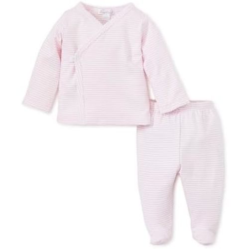 Kissy Kissy Baby Boys and Girls 100% Pima Cotton Simple Stripes Footed Pant Set
