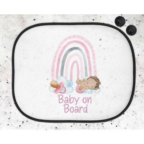 Personalised Baby Car Sun Shade, Baby Rainbow Shade, Child Car Shade