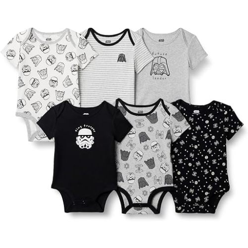 Amazon Essentials Disney | Marvel | Star Wars Unisex Babies' Snug-Fit Cotton Footed Sleepers, Multipacks