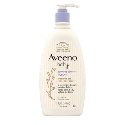 Aveeno Baby Calming Comfort Moisturizing Body Lotion with Relaxing Lavender & Vanilla Scents, Non-Greasy Baby Lotion, Nourishing Prebiotic Oatmeal, & No added parabens 12 fl. oz