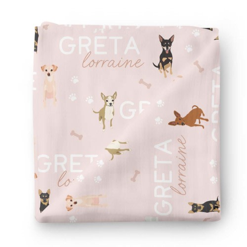 Personalized Baby Name Swaddle Blanket | Dog Breeds