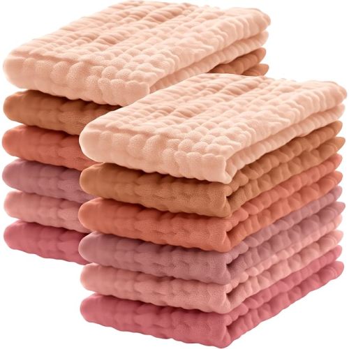 12 Pack Muslin Burp Cloths 100% Cotton Muslin Cloths Large 20''x10'' Extra Soft and Absorbent Baby Burping Cloth - White